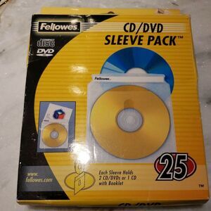 Fellowes‎ CD/DVD Sleeve Pack Double Sided 25 Pack